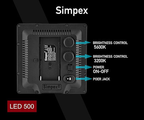 Simpex LED-500 Bi Pocket Size Camera LED Light | with NP-F770 Battery for Photography Video