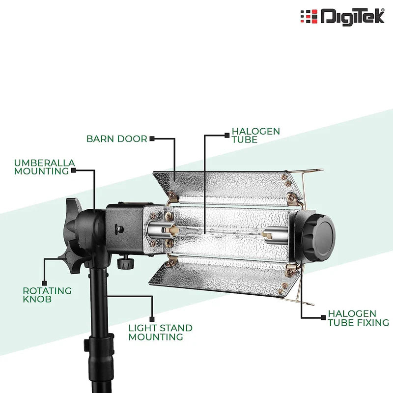 Digitek DPL-003 Porta Light with 1000W Halogen Tube | for Video and Still Photography