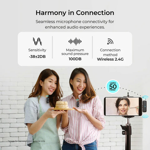 Digitek DWM-105 2-in-1 Wireless Microphone System | ANC Noise Reduction, 50M Range, 6Hr Battery for DSLR, Android, iOS