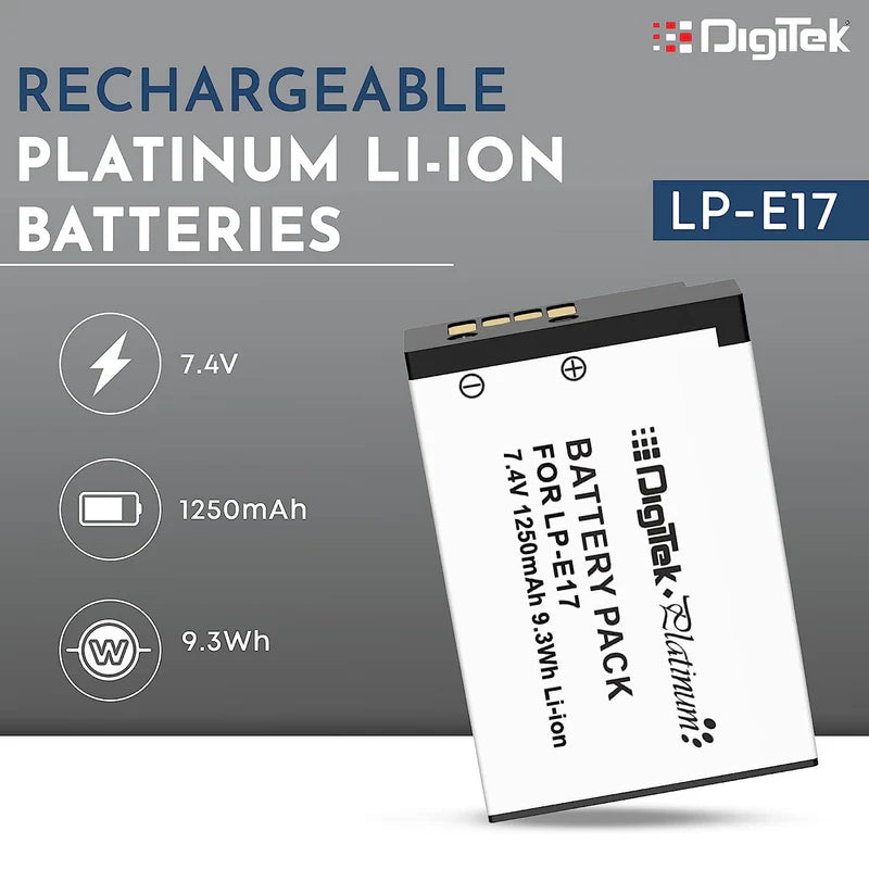 Digitek LP-E17 Platinum Extra Power Rechargeable Li-ion Battery for Canon DSLR & Mirrorless Cameras