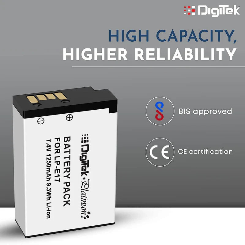 Digitek LP-E17 Platinum Extra Power Rechargeable Li-ion Battery for Canon DSLR & Mirrorless Cameras