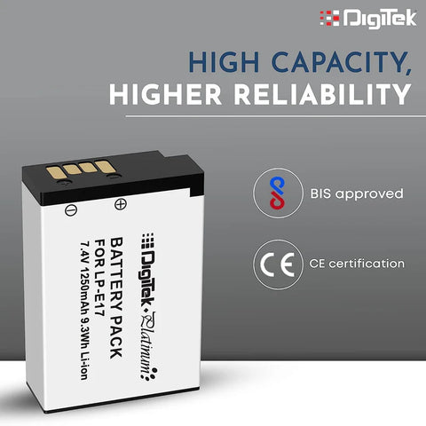 Digitek LP-E17 Platinum Extra Power Rechargeable Li-ion Battery for Canon DSLR & Mirrorless Cameras