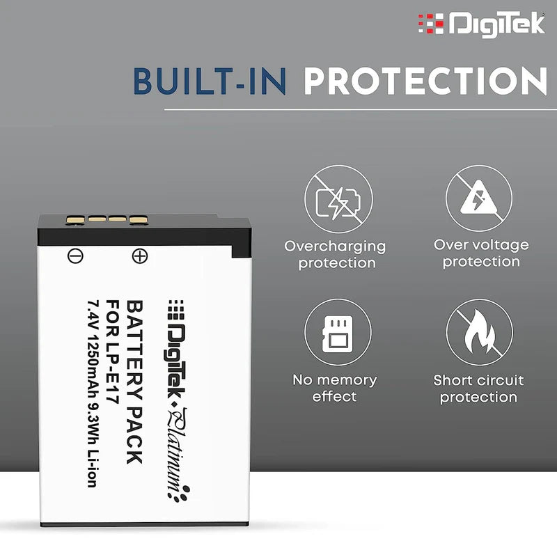 Digitek LP-E17 Platinum Extra Power Rechargeable Li-ion Battery for Canon DSLR & Mirrorless Cameras