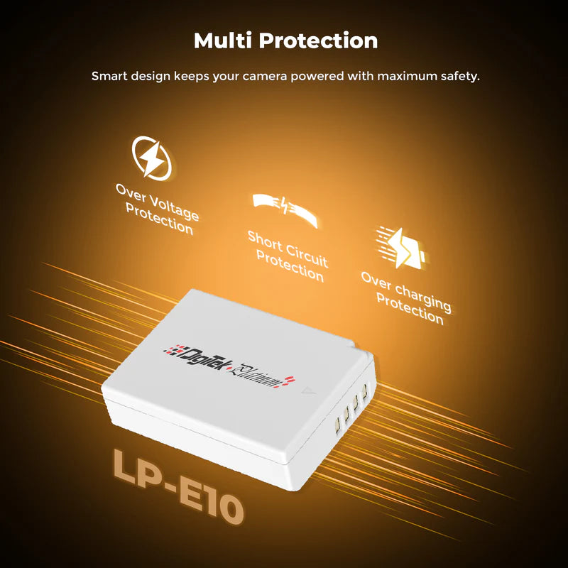 Digitek Platinum LP-E10 Type C 1000mAh Li-ion Battery for Canon DSLR Cameras (EOS 1100D, 1200D, 1300D, Rebel T3, T5, T6)