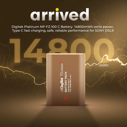 Digitek Platinum NP-FZ100 Type C 14800mWh Li-ion Battery for Sony Alpha Mirrorless Cameras