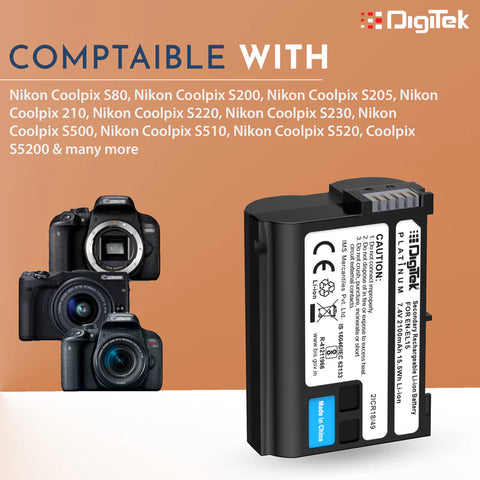 Digitek ENEL-15 Platinum Rechargeable Li-ion Battery for Nikon DSLR & Mirrorless Cameras
