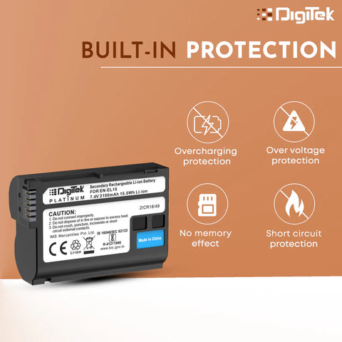 Digitek ENEL-15 Platinum Rechargeable Li-ion Battery for Nikon DSLR & Mirrorless Cameras