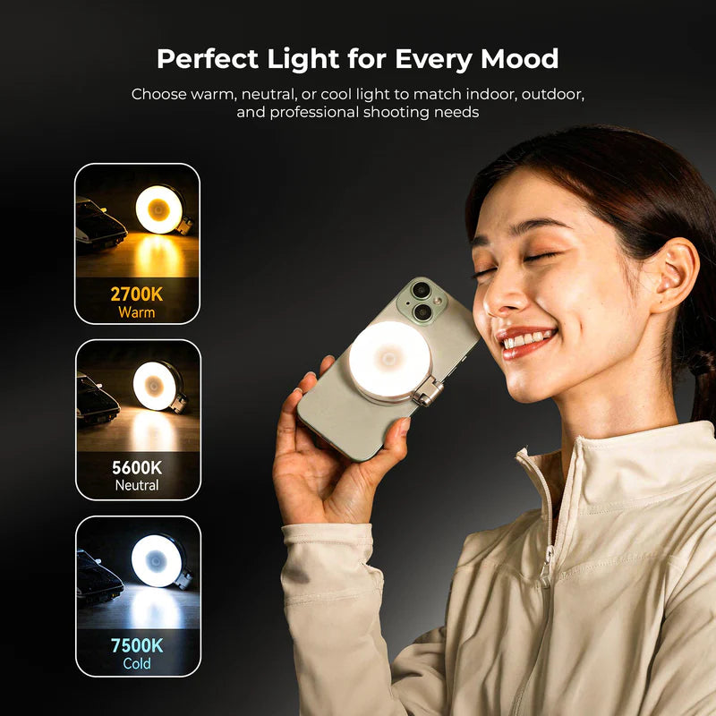 Digitek DRL-3W Magnetic Selfie Ring Light | 3W Portable USB Rechargeable LED Fill Light for Smartphone, Vlogging, Reels