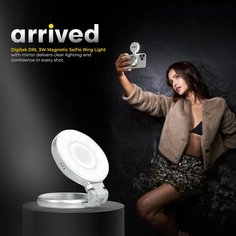 Digitek DRL-3W Magnetic Selfie Ring Light | 3W Portable USB Rechargeable LED Fill Light for Smartphone, Vlogging, Reels